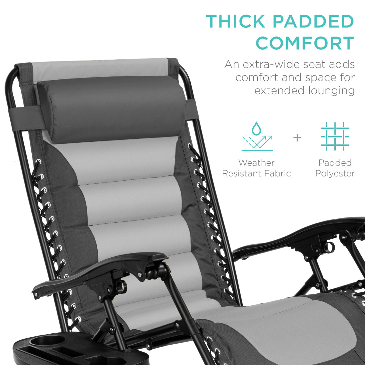 Oversized Zero Gravity Chair, Reclining Patio Chairs, With Cotton Cushion, Headrest And Foot Massager, Armchair Lounging Rocker Deck, Support 500lbs